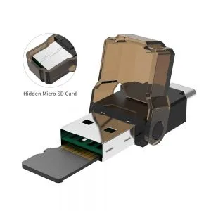 [2-in-1] WEme Type-C （USB 3.1 Gen 1）Card Reader with USB-C Male & USB 3.0 Male Connecter, Support Micro SD/ TF/ SDHC/ SDXC for New MacBook, Google Chromebook Pixel, Surface Pro & SmartPhones