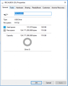 Check Properties for FAT32